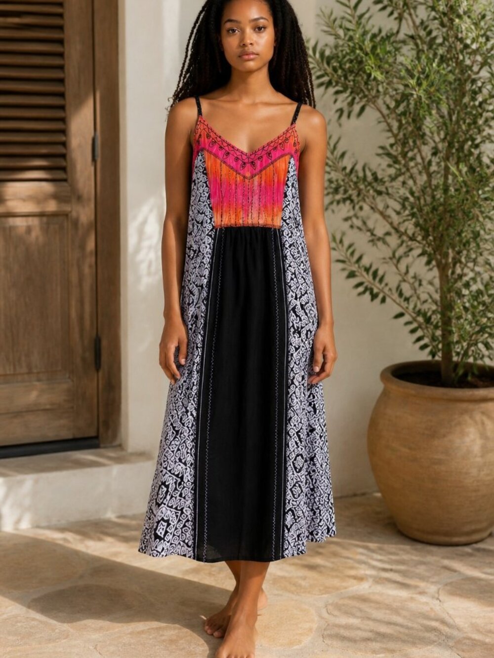 Krista Lee Boho Sundress Embellished Size Small Artsy Hippie